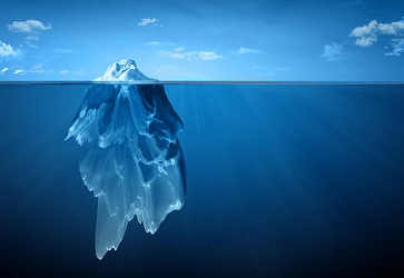 Iceberg|Energy Healing Large Iceberg with Most of it Submerged in Ocean with Small Tip Above Water|Energy Healing