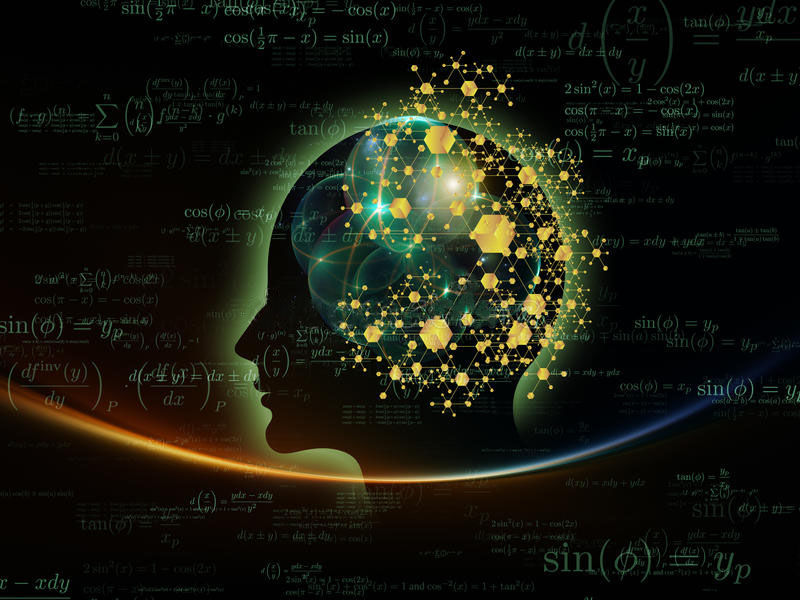 Drawing of Sacred Geometry and Mathematical Equations Transposed Over Drawing of a Head|Energy Healing