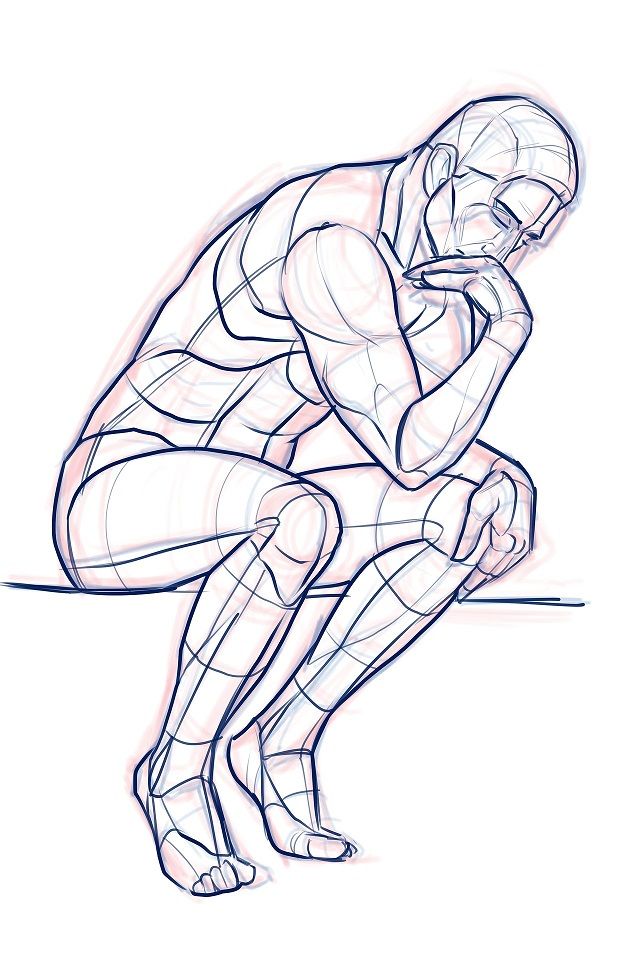 Line Drawing of "The Thinker"