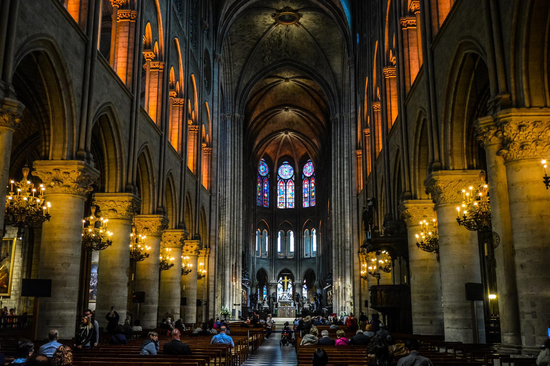 Inside of Notre Dame Cathedral, Paris, France